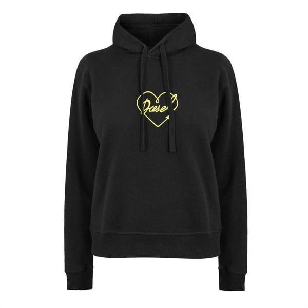 Diesel Womens/Ladies Heart Regular Long-Sleeved Hoodie - Black - 