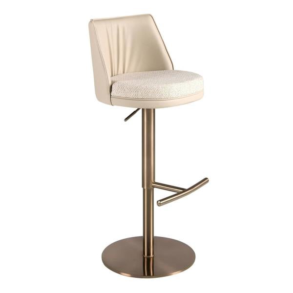 Angel Cerdá Swivel Stool in Cream Marbled Fabric and Cream Leatherette 4234