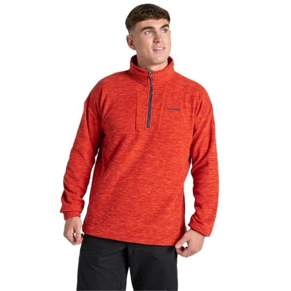 Craghoppers Mens Esk Colour Block Melange Half Zip Fleece Top - Pimento Red - 