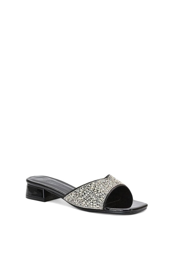 XY LONDON Low Heel Sandal Mules With Diamante Details