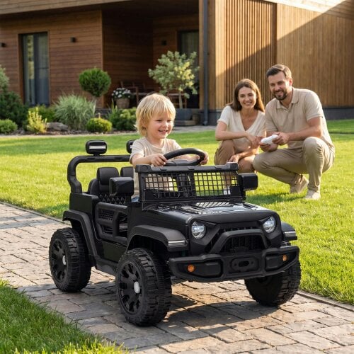 AIYAPLAY 12V Electric Car for Kids with Remote Control, Dual Motors, Black
