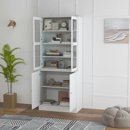 Wyld Haus Salu Wood White Double Compartment Display Storage Cabinet