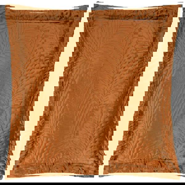Paoletti Palmeria Velvet Quilted Cushion Cover - Rust