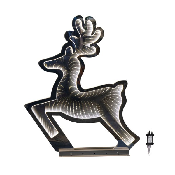 Samuel Alexander 60cm Infinity Light up Leaping Reindeer Christmas Decoration with Ice White LEDs on Metal Base