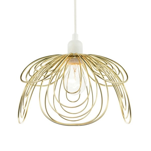Polished Gold Metal Wire Overlapping Petal Ceiling Pendant Light Shade Image 1
