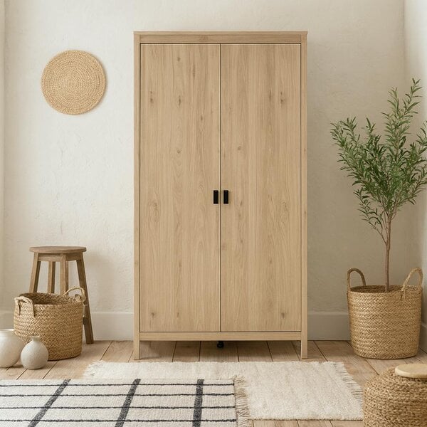 Wyld Haus Wildberry Natural Oak Wood Wardrobe 2 Doors