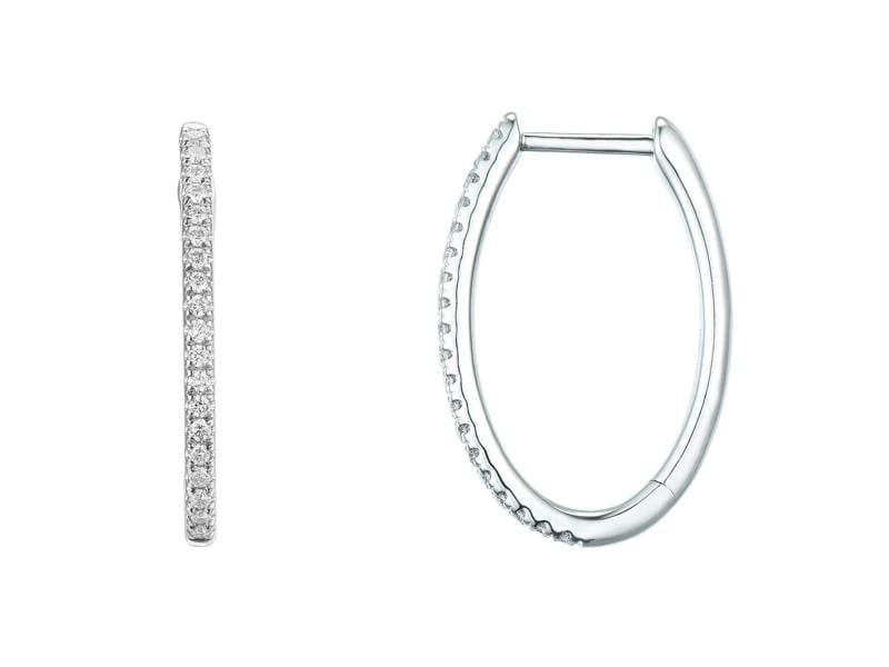 Sarah Layton Diamond Oval Hoop Earrings, 0.19ct - 9ct White Gold - 20.09210.9WEA