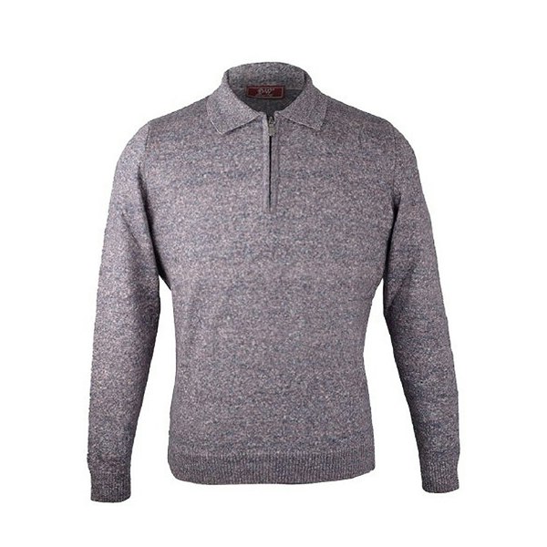 David WeJ Jayden Wool Polo Jumper - Grey Pink