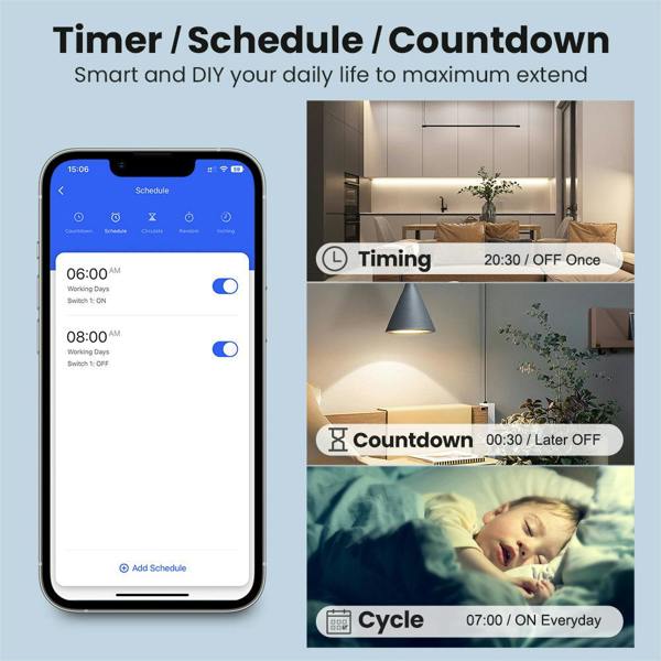 ENER-J Smart WiFi 2CH Switch Module, Converts Existing Switch to App & Voice Control, Works with Alexa & Google Assistant