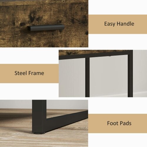 Wyld Haus Likeli Rustic Brown Modern Bedside Table With Bottom Shelf and Drawer