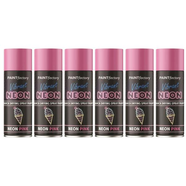 Paint Factory 6X  Fluorescent Neon Pink Spray Paint 200ml