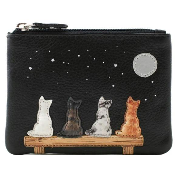 Mala Leather Midnight Cats Genuine Leather Coin Purse