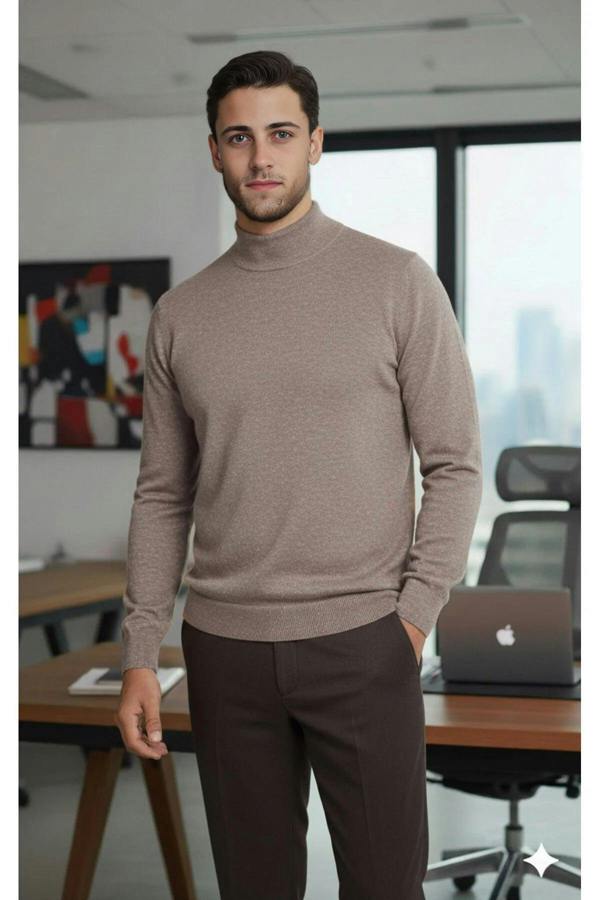 WOVCOR Half Turtleneck Regular Fit Knit Men's Sweater