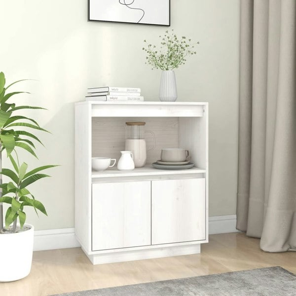 Berkfield Sideboard White 60x34x75 cm Solid Wood Pine