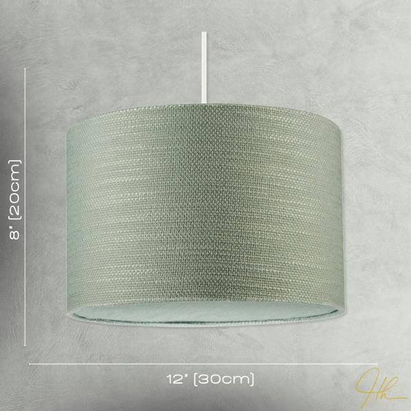 Desert Sage Green Textured Linen Pendant Lighting Shade with Diffuser Image 7
