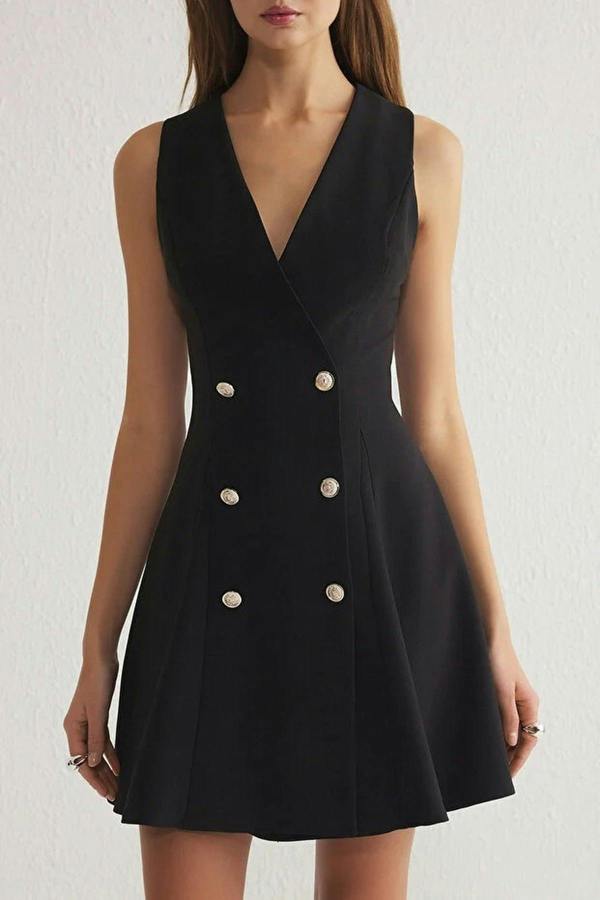 WOVCOR Buttoned Mini Woven Jacket Dress