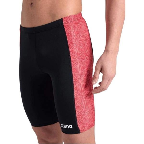 Arena Mens Abstract Tiles Jammer Shorts - Black/Red Print - 
