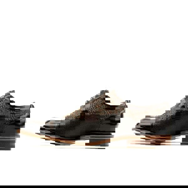 Embassy London Orlando - Brown Check - Men's leather dressy shoe with toe cap and brogue details
