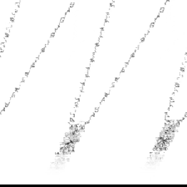 Lioness by TF Solara Moissanite Necklace - Solid 925 Sterling Silver, Rhodium-Plated