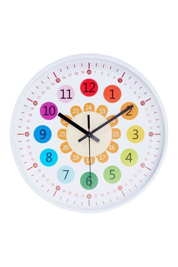 Living and Home 12-inch Brightly Coloured Dual-Scale Battery Operated Wall Clock