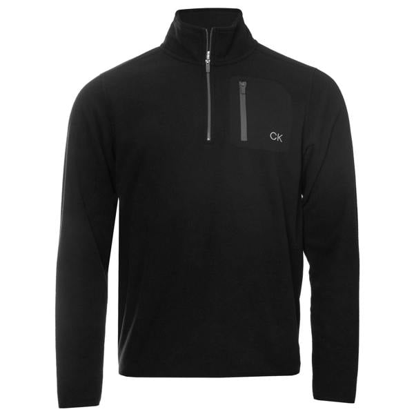 Calvin Klein Mens Planet Zip Pocket Golf Fleece - Black - 