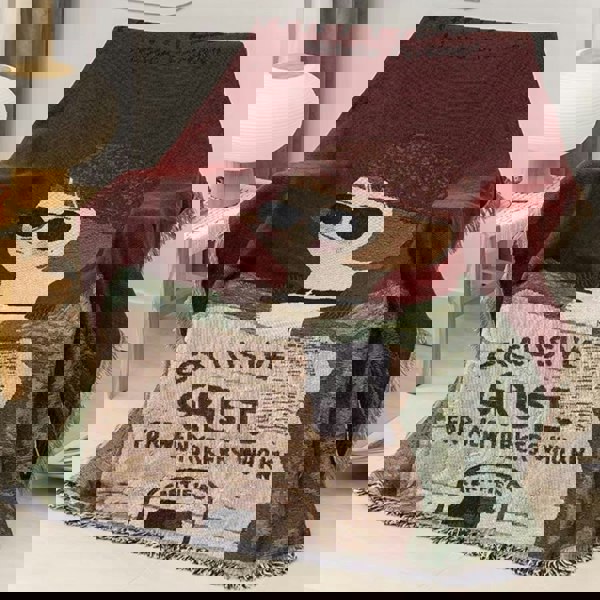 Anyhouz Anycozy Throw Blanket Brown Faux Cashmere Sofa Cover Human Cartoons Tassel Soft Picnic Camping Mat 180*260cm