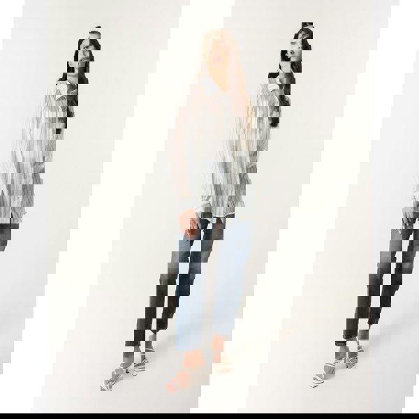 Blue Vanilla Diamante Detailed Shirt With Vertical Stripes