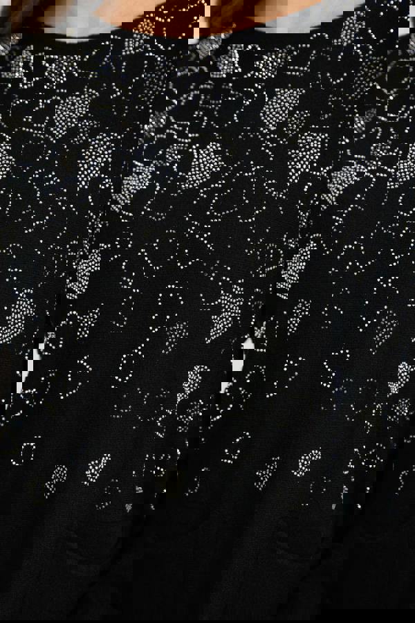 Heart Diamanté Embellished Batwing Pocket Jumper