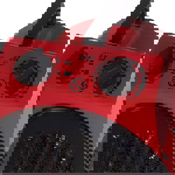 igenix Commercial Drum Fan Heater, 2 Heat Settings, 3000W, Red