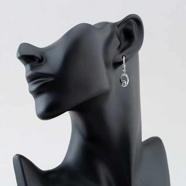 T. H. Baker 18ct White Gold 0.70ct Brilliant Cut Open Oval Swirl Huggie Dropper Earrings LG306/EA-PR