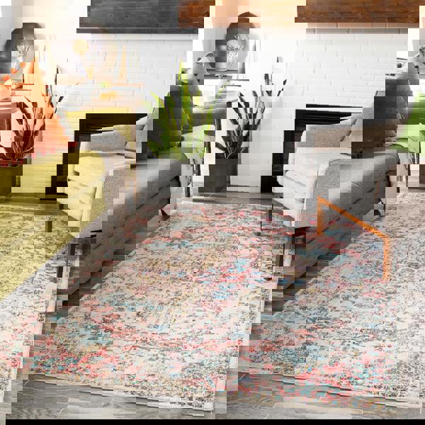 Livabliss Murat-Vintage Red Yellow Blue Traditional Boho Rug