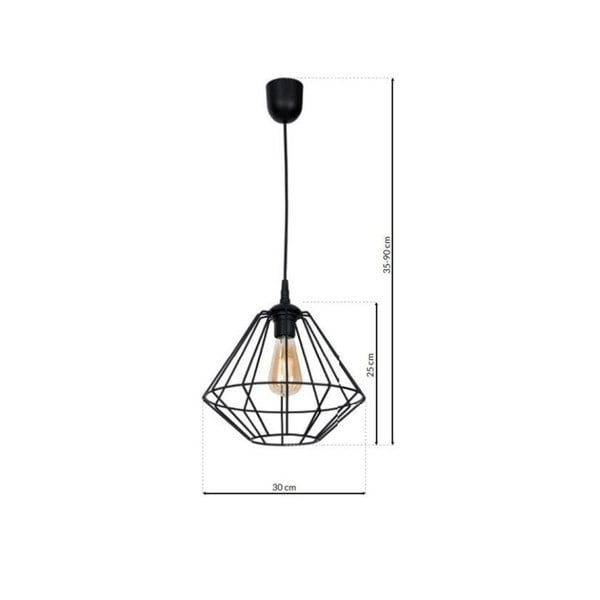 Milagro Colin Black Pendant Lamp 1XE27 Hand Made Matt Black Cage Style Lamps Creating Industrial Chic