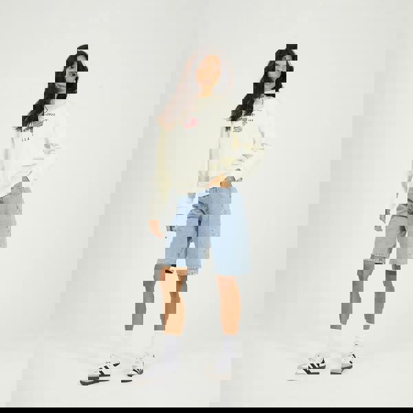 Brave Soul Cream Crew Neck Embroidered Sweatshirt - Cream Image 3