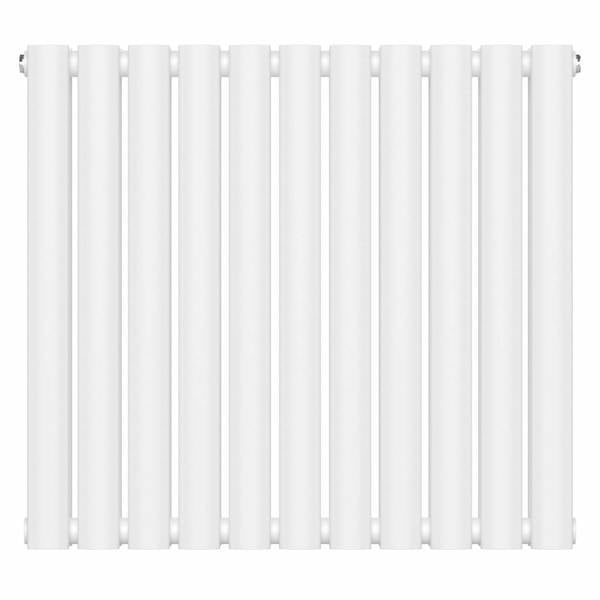 MYHOMEWARE White 660 x 600 mm Modern Horizontal Column Designer Radiator Oval Double Panel Radiator Heater
