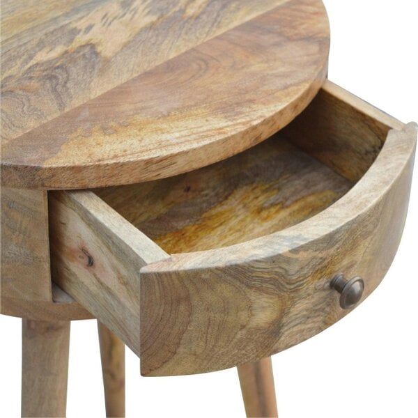 Wyld Haus Gradara Nordic Round Mango Wood Bedside Table