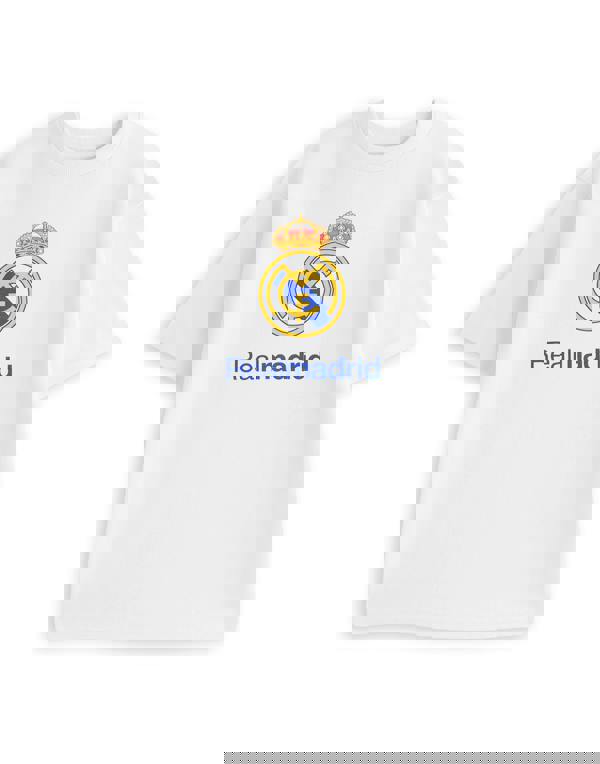 Real Madrid Mens White Logo Short Sleeve Long Leg Pyjama Set