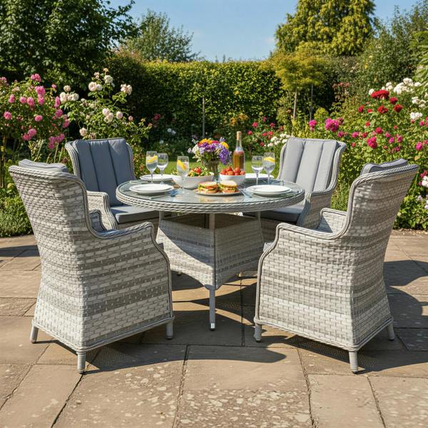 knightsbridge xl rattan 4 seat dining set in dove grey