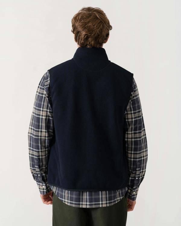Back of GANT Mens Zipped Fleece Vest - 433 Evening Blue