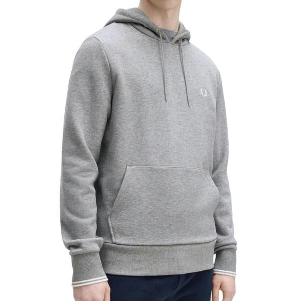 Fred Perry Tipped Grey Marl Hoodie XS