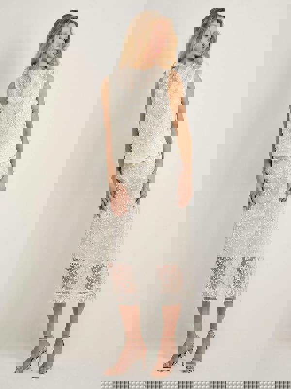 GWD Imara Floral Embroidery, Sheer Sparkle Skirt