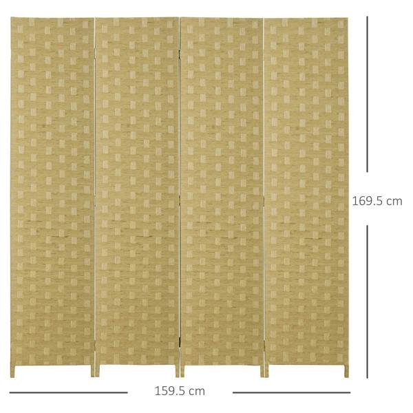 Brown 4-panel privacy screen divider with height 169.5 cm and width 159.5 cm
