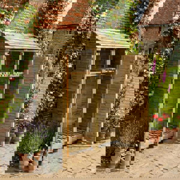 Arbor Garden Solutions Wooden Log Store with Door and Shelf W-146cm, H-126cm or 180cm, D-88cm