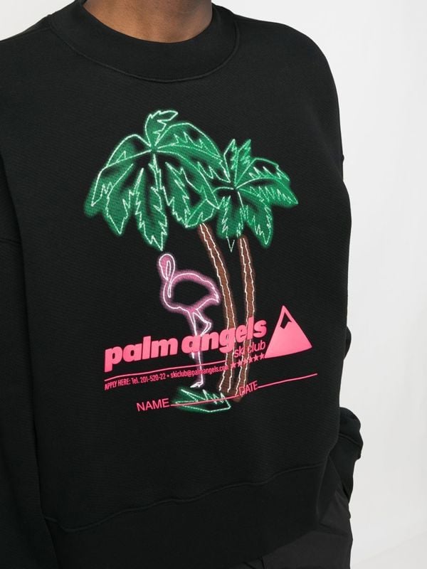 Palm Angels Ski Club Logo Crew Neck Jumper - Black