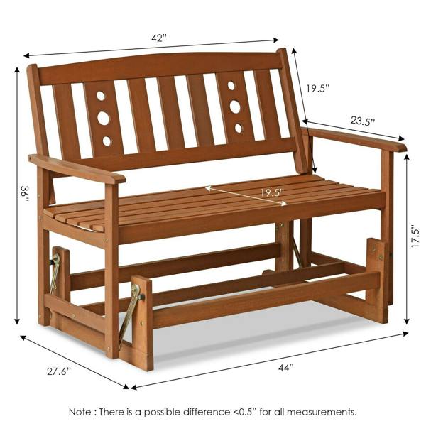WALPLUS Tioman Outdoor Hardwood New Mexico Glider, Natural | Modern Home Decor