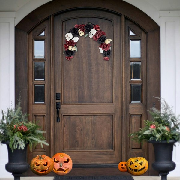 Scary Prelit Skull Halloween Arch Wreath Home Decoration Living and Home