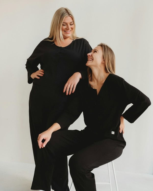 Mila Black Long Sleeve Jumpsuit- image 1
