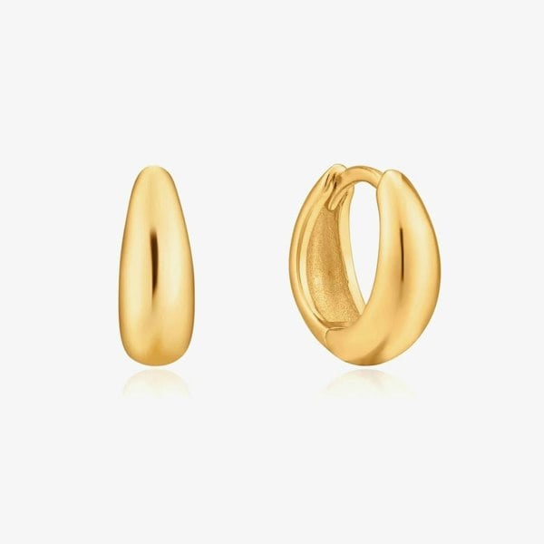 Ania Haie Luxe Minimalism 14ct Gold Plated Luxe Huggie Hoop Earrings E024-03G