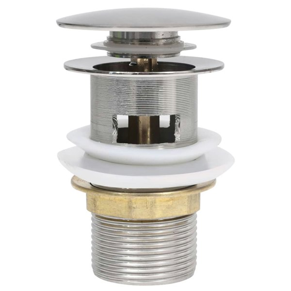 Berkfield Push Drain with Overflow Function Silver 6.4x6.4x9.1 cm