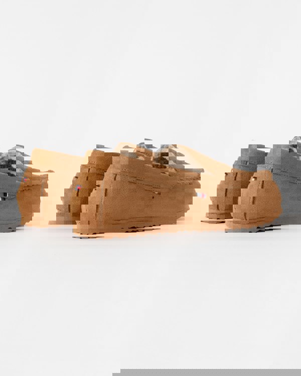 Tommy Hilfiger Suede Hilfiger Mens Driver House Shoes - Desert Khaki