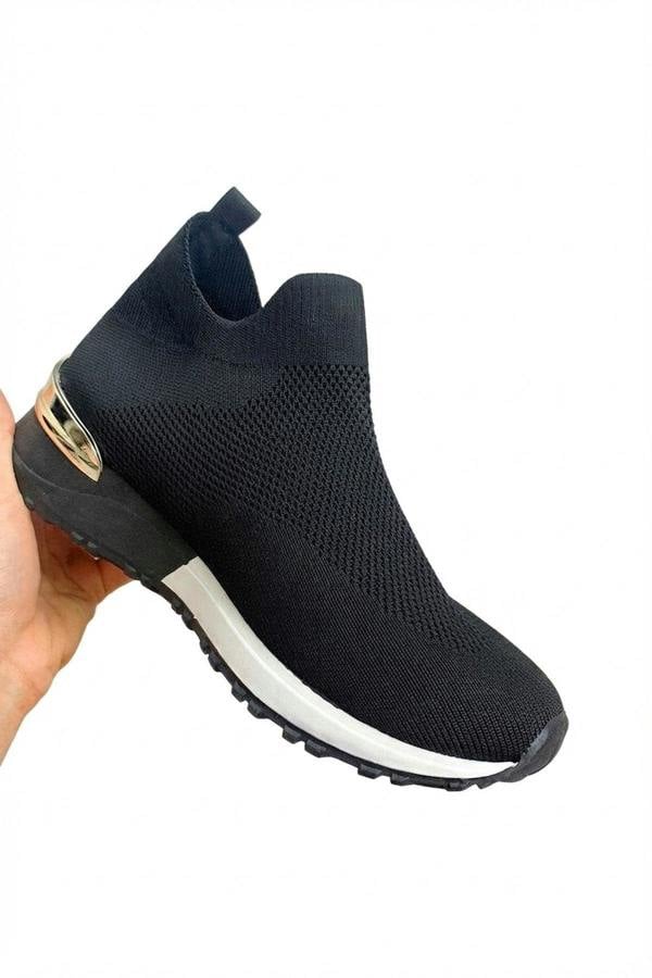 Jessi Slip On Sock Wedge Trainers - White_wb